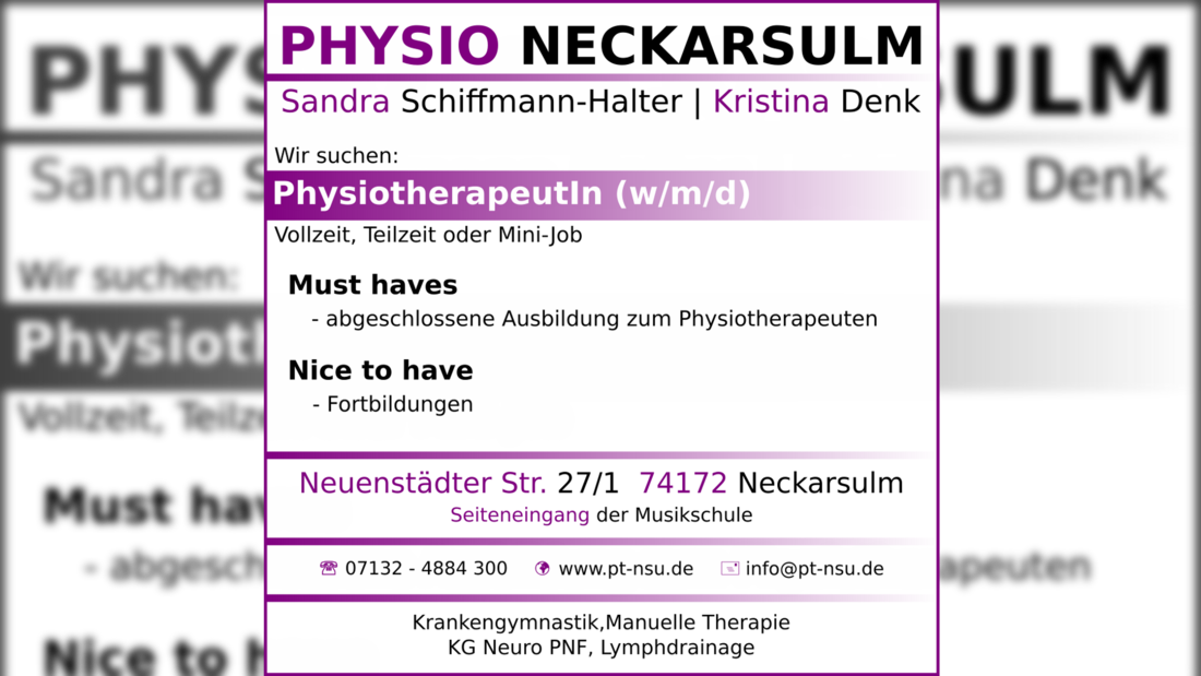 PhysiotherapeutIn gesucht (w/m/d)